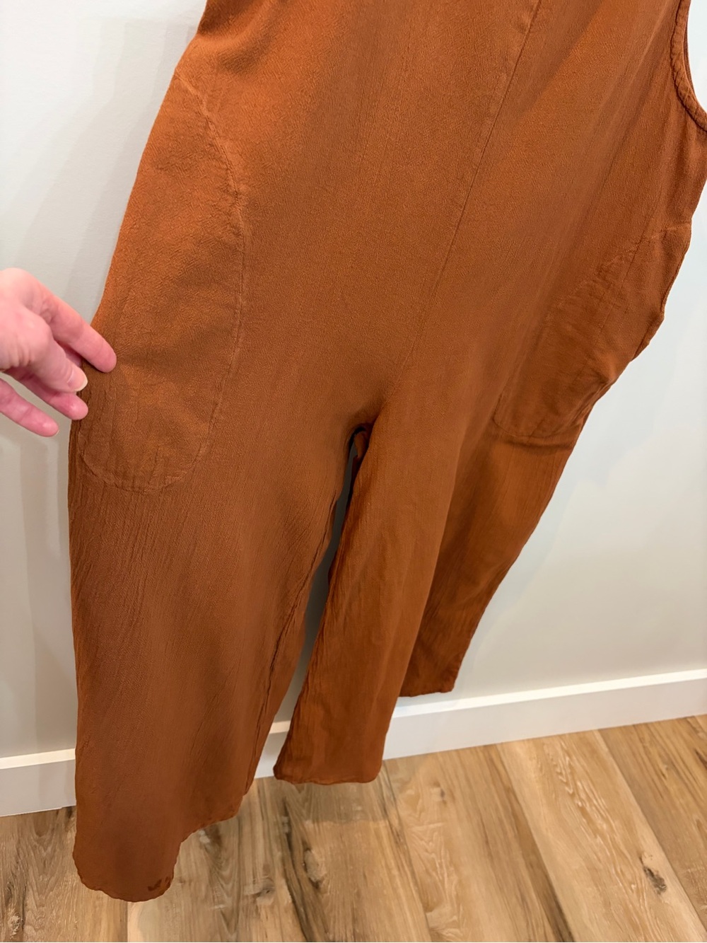 Oh My Gauze Sabina Jumpsuit Size 2 L/XL Cinnamon Brown 100% Cotton Wide Leg - Picture 4 of 9